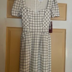 Emerald Sundae Checkered Puff Sleeve Mini Dress